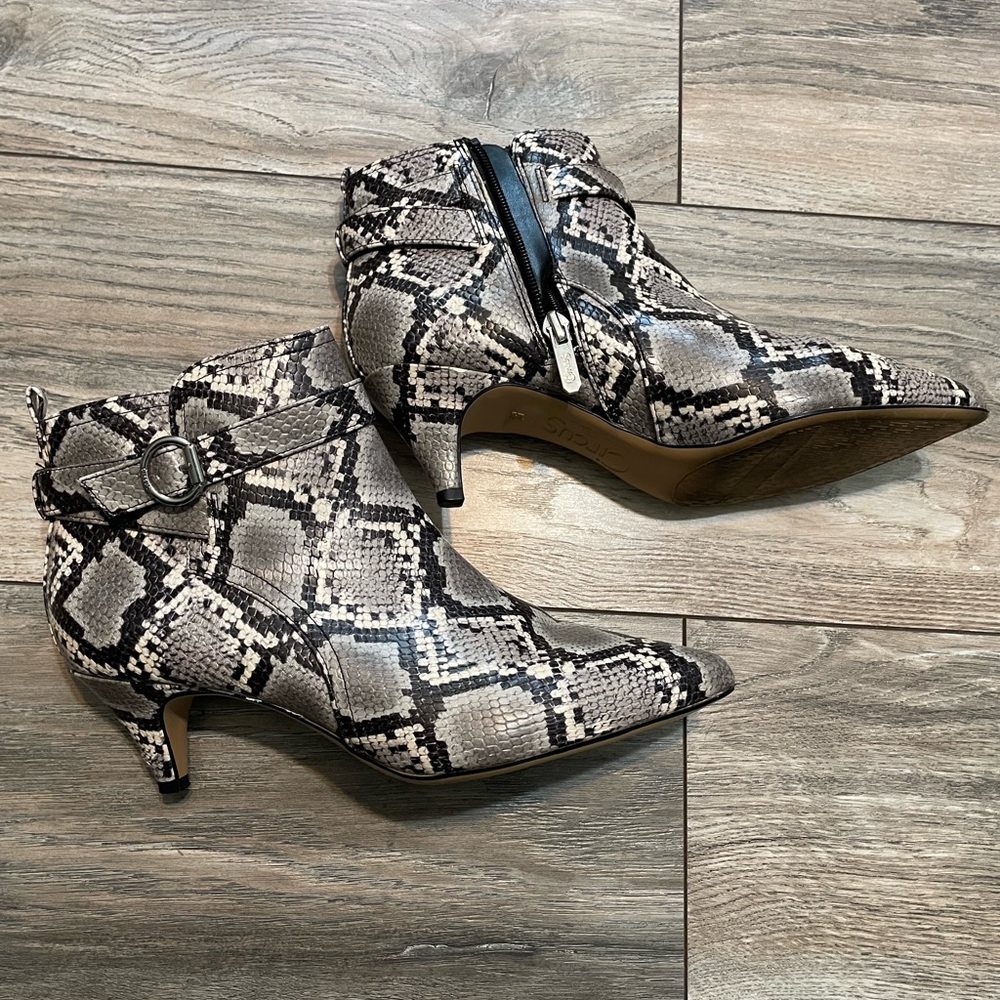 Circus by Sam Edelman pointed toe, kitt heel, snake skin bootie Sz 5.1/2